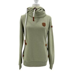 Wanakome Womens Small Sweatshirt Artemis Hoodie Green Pockets Drawstring Cowl